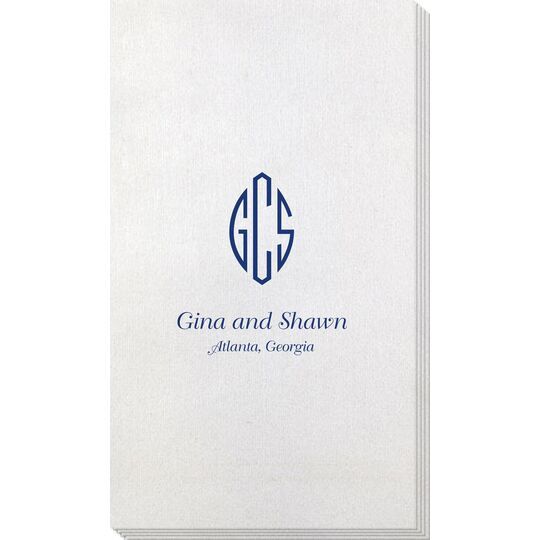 Shaped Oval Monogram with Text Bamboo Luxe Guest Towels